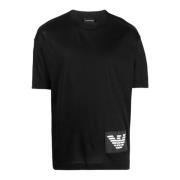 Katoenen T-shirt met korte mouwen en adelaarslogo Emporio Armani , Bla...