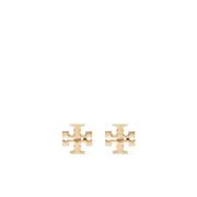 Gouden Double T Studs Tory Burch , Beige , Dames