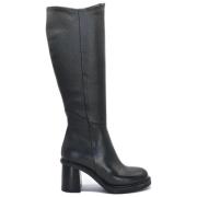 Zwarte Leren Laarzen - Giulia Stijl Janet & Janet , Black , Dames