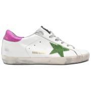 Superstar White Green Star Sneakers Golden Goose , White , Dames