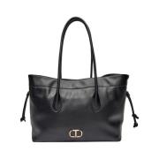 Zwarte Shopper Tote Tas Stijlvol Modern Twinset , Black , Dames