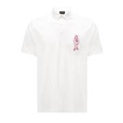 Witte polo met geborduurd rood adelaarslogo Emporio Armani , White , H...