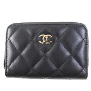 Pre-owned Leather wallets Chanel Vintage , Black , Dames