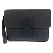 Pre-owned Leather clutches Louis Vuitton Vintage , Black , Heren