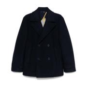 Navy Blauwe Dubbel-Borst Jas Manuel Ritz , Blue , Heren