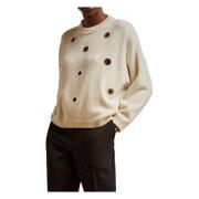 Kasjmier Crewneck Sweater met Zilveren Oogjes Liviana Conti , White , ...