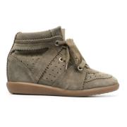 Taupe Sneakers met Vetersluiting Isabel Marant , Beige , Dames