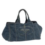 Pre-owned Canvas prada-bags Prada Vintage , Blue , Dames