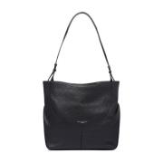 Zwarte Leren Maxi Tas met Klep Gianni Chiarini , Black , Dames