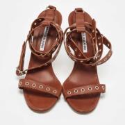 Pre-owned Leather sandals Manolo Blahnik Pre-owned , Brown , Dames