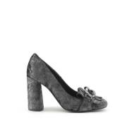 Zwarte Velvet Blokhak Pumps met Ketting Made in Italia , Black , Dames