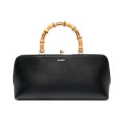 Zwarte Handtas met Bamboe Handvat Jil Sander , Black , Dames