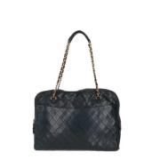 Pre-owned Leather chanel-bags Chanel Vintage , Blue , Dames