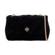 Velvet Mini Kira Handtas met Double T Tory Burch , Black , Dames