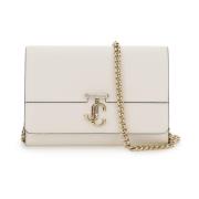 Varenne Leren Crossbody Tas met Kristal Monogram Jimmy Choo , White , ...