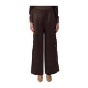 Bruine Zijden Rechte Pijp Geknipte Broek Max Mara , Brown , Dames