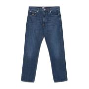 Indigo Blauwe Denim Jeans Tommy Hilfiger , Blue , Heren