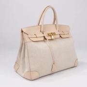 Pre-owned Leather handbags Hermès Vintage , Beige , Dames