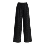 Wijde broek met pailletten Rotate Birger Christensen , Black , Dames