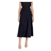 Zwarte katoen-lycra rok met rits Ichi , Black , Dames