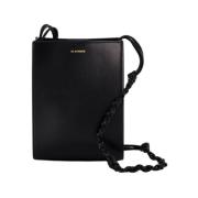 Zwarte leren Hobo tas Jil Sander , Black , Dames