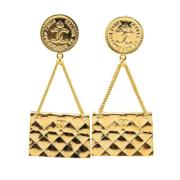 Pre-owned Metal earrings Chanel Vintage , Yellow , Dames