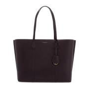 Winkel tas van generfd leer met logo Tory Burch , Purple , Dames