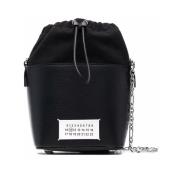 Zwarte Leren Schoudertas Maison Margiela , Black , Heren