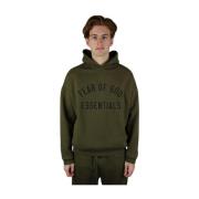 Olijf Fleece Hoodie Essentials Stijl Fear Of God , Green , Heren