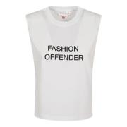 Modeovertreder Slogan Tank Top Victoria Beckham , White , Dames