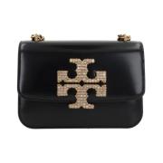 Zwarte Geborsteld Leren Schoudertas Tory Burch , Black , Dames