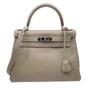 Pre-owned Leather handbags Hermès Vintage , Gray , Dames