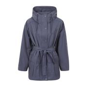 Blauwe Katoen en Nylon Korte Parka Max Mara Weekend , Blue , Dames