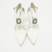 Pre-owned Satin heels Manolo Blahnik Pre-owned , White , Dames