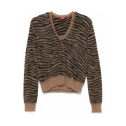 Zebra Print Gebreide Trui Set Max Mara , Brown , Dames