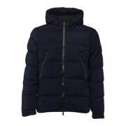 Blauwe Gewatteerde Rits Hoodie MC2 Saint Barth , Blue , Heren