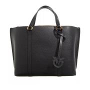 Klassieke Zwarte Leren Shopper Tas Pinko , Black , Dames