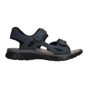 Donkerblauwe Synthetische Sandalen met Klittenbandsluiting Rieker , Bl...