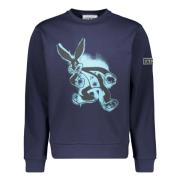 Maxi Print Katoenen Sweatshirt Iceberg , Blue , Heren