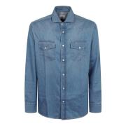 Casual Shirt Cbt30 4080+198 Brunello Cucinelli , Blue , Heren