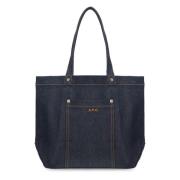 Logo detail tote tas A.p.c. , Blue , Dames