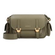 Leren Crossbody Tas met Klep Sluiting Coccinelle , Green , Dames