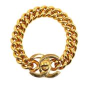 Pre-owned Metal bracelets Chanel Vintage , Yellow , Dames