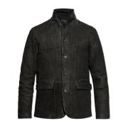 Suède jas Survey met vintage effect AllSaints , Black , Heren