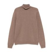 Taupe Bruin Gebreide Rolhals Sweater John Smedley , Brown , Heren