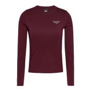 Rode longsleeve katoenen T-shirt Tommy Jeans , Red , Dames