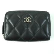 Pre-owned Leather wallets Chanel Vintage , Black , Dames