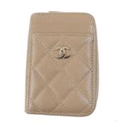 Pre-owned Leather wallets Chanel Vintage , Beige , Dames