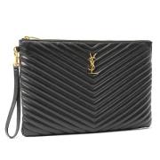 Pre-owned Leather clutches Yves Saint Laurent Vintage , Black , Heren