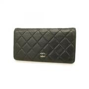 Pre-owned Leather wallets Chanel Vintage , Black , Dames